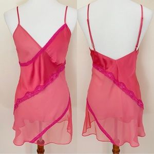 PINK Victoria's Secret Pink Chemise with Lace Trim silk